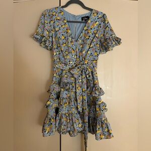 Lulu’s Blue/yellow Floral Mini Dress